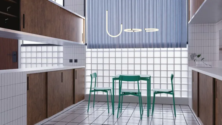 Petite Friture Fromme dining table, 70 x 70 cm, mint green