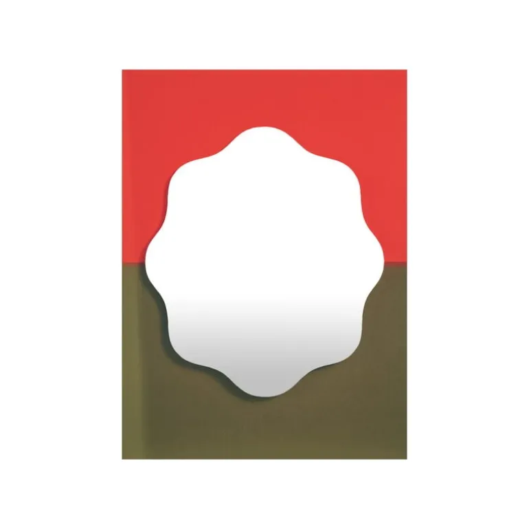 Petite Friture Wander mirror, 40 x 55 cm, vermilion - khaki