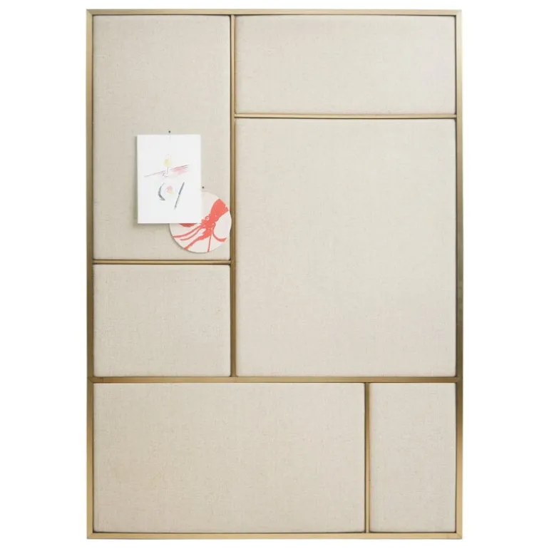 PLEASE WAIT to be SEATED Nouveau Pin board, large, brass - natural canvas