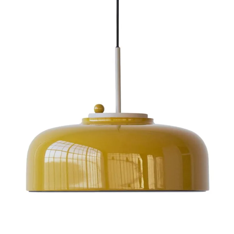 PLEASE WAIT to be SEATED Podgy pendant, turmeric yellow