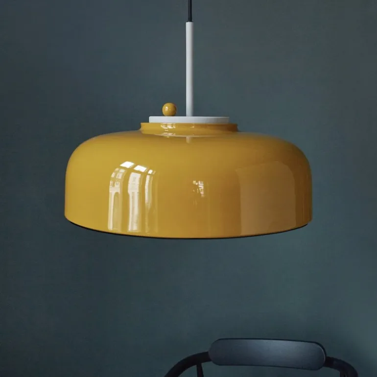 PLEASE WAIT to be SEATED Podgy pendant, turmeric yellow