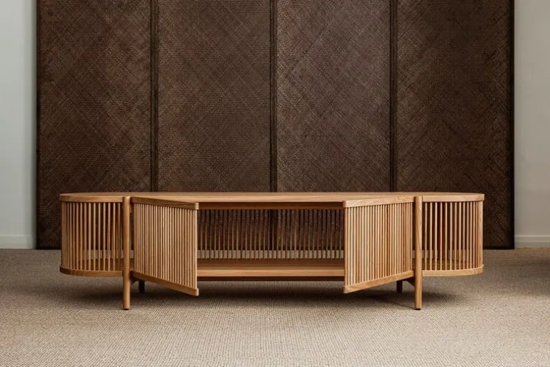 Poiat Bastone low sideboard with doors, oak