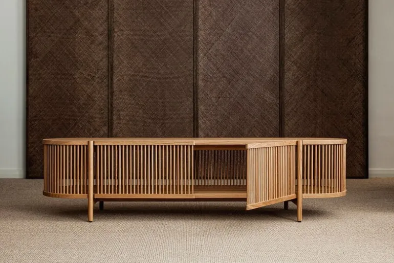 Poiat Bastone low sideboard with doors, oak