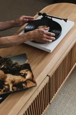 Poiat Bastone low sideboard with doors, oak