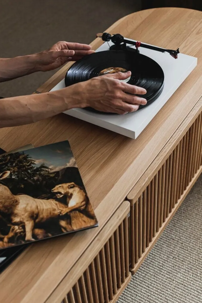 Poiat Bastone low sideboard with doors, oak