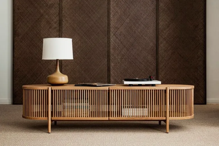 Poiat Bastone low sideboard with doors, oak