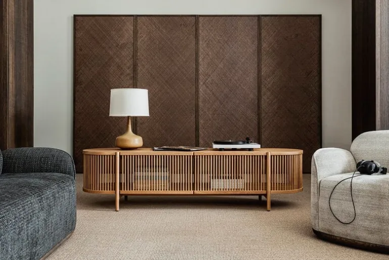 Poiat Bastone low sideboard with doors, oak