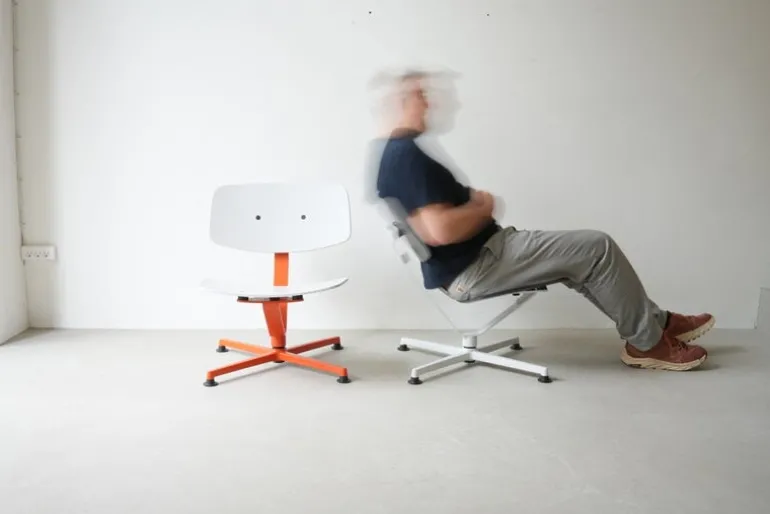 Raawii Arba lounge chair, plywood, orange - light grey