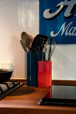 Raawii Canvas vase, large, peacock blue