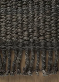 Roots Living Fringe Hemp rug, dark brown