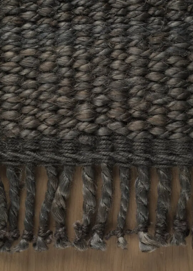 Roots Living Fringe Hemp rug, dark brown