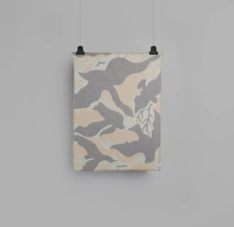 Røros Tweed Fugl og fisk throw, 67 x 100 cm, grey - beige