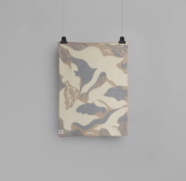 Røros Tweed Fugl og fisk throw, 67 x 100 cm, grey - beige