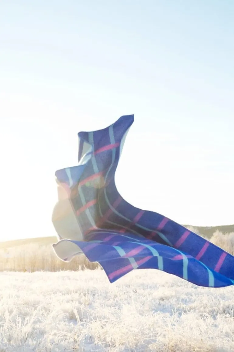 Røros Tweed Knut throw, 135 x 200 cm, cobalt blue