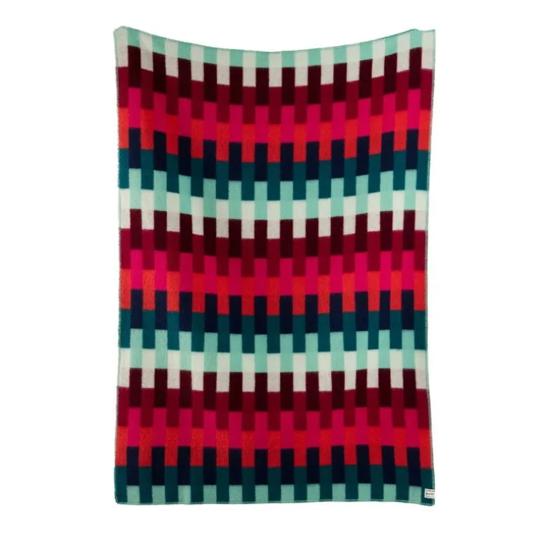 Røros Tweed Åsmund Bold throw, 200 x 135 cm, red - turquoise