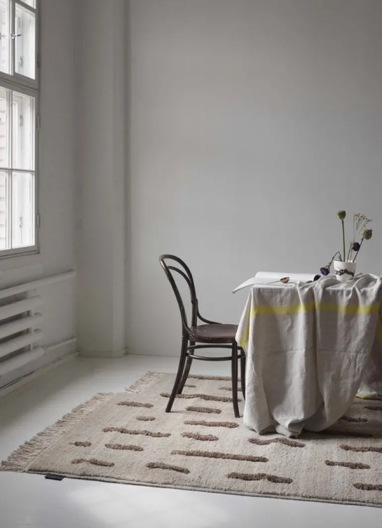 Sera Helsinki Laine rug knotted, off white - brown