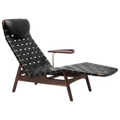 Sibast AV Egoist chaise longue w/ cushion, walnut - black leather