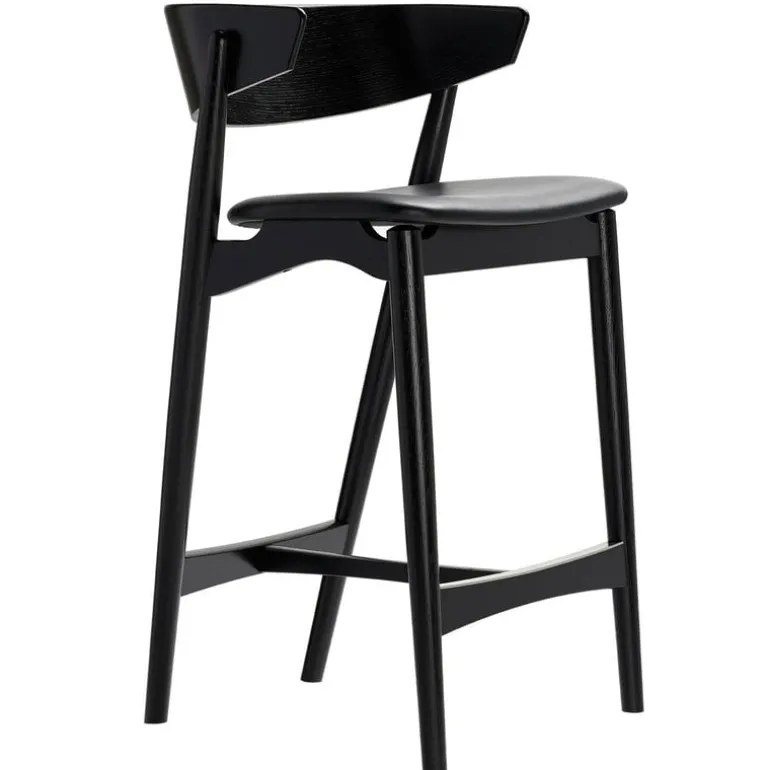 Sibast No 7 bar stool, 65 cm, black - black leather