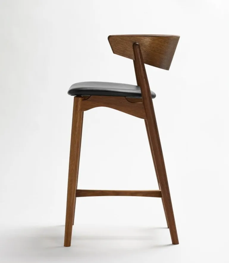 Sibast No 7 bar stool, 65 cm, smoked oak - black leather
