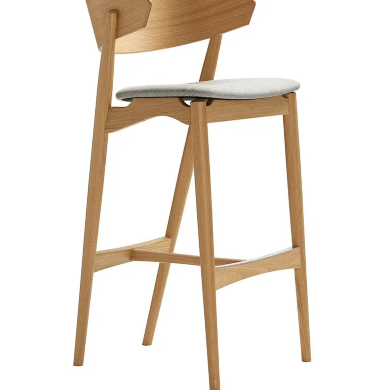 Sibast No 7 bar stool, 75 cm, white lacquered oak - grey Remix 123