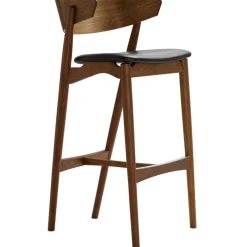 Sibast No 7 bar stool, 75 cm, smoked oak - black leather
