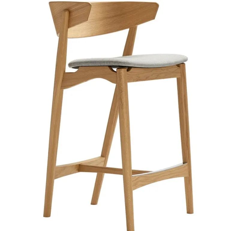 Sibast No 7 bar stool, 65 cm, white lacquered oak - grey Remix 123