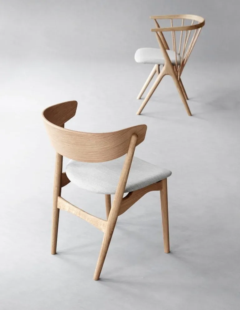 Sibast No 7 chair, soaped oak - grey fabric
