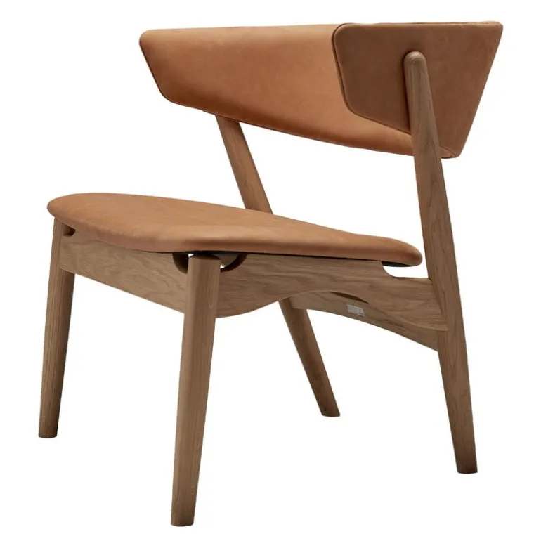 Sibast No 7 Lounge chair, fully upholstered, white lacquered oak - cogn