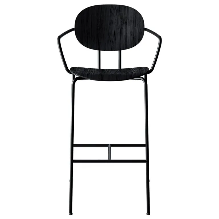 Sibast Piet Hein bar stool with armrest 75 cm, black - black lacquered
