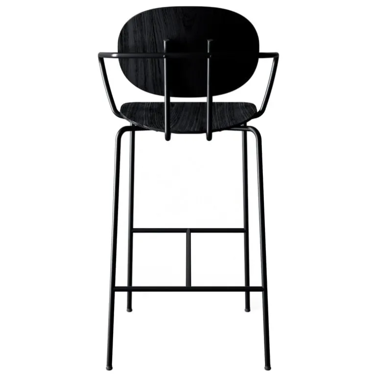Sibast Piet Hein bar stool with armrest 75 cm, black - black lacquered