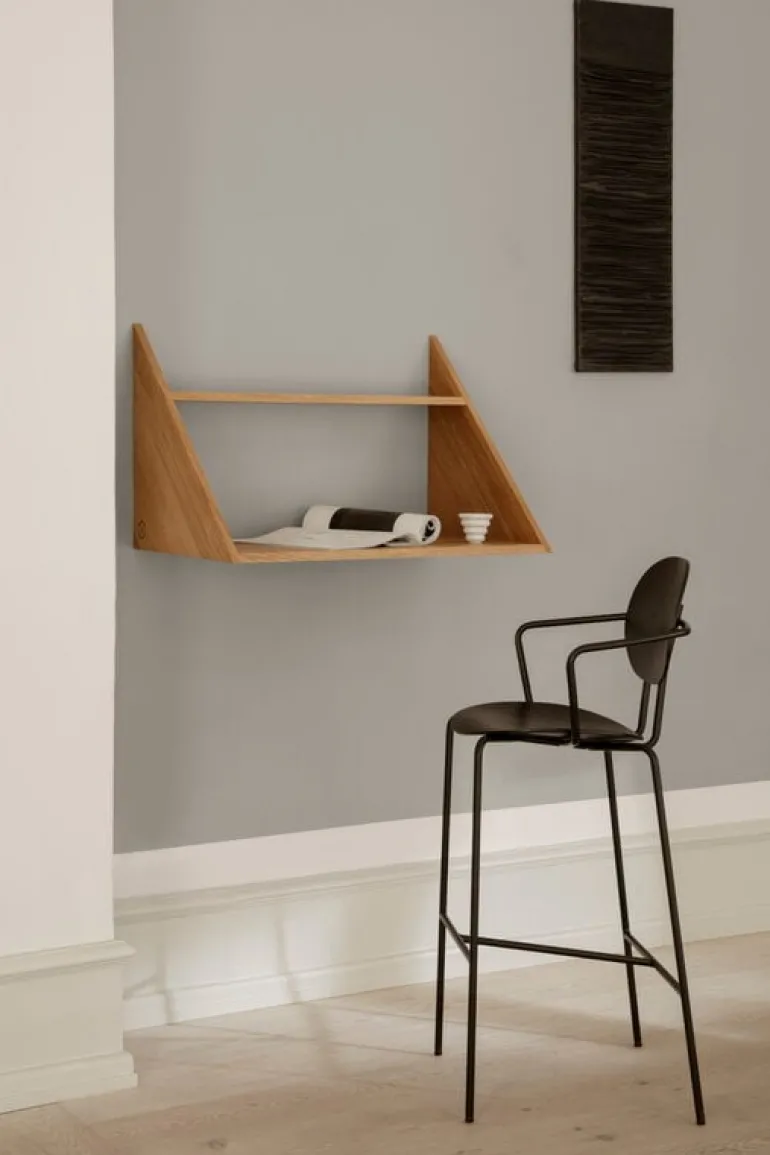 Sibast Piet Hein bar stool with armrest 75 cm, black - oiled oak