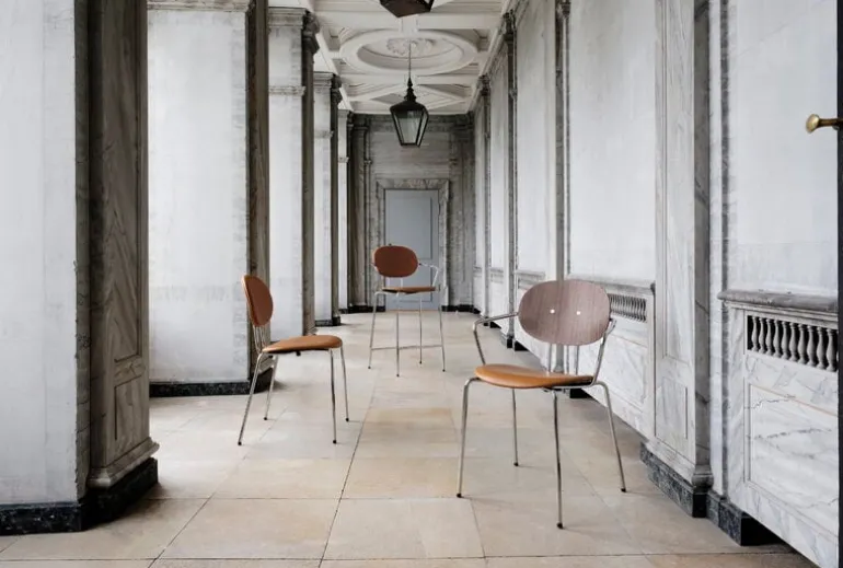 Sibast Piet Hein chair, chrome - black aniline leather