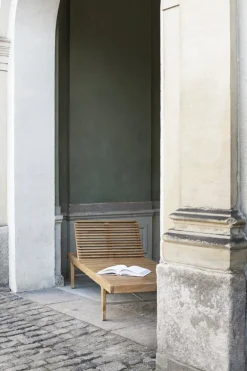 Sibast RIB daybed lounger, teak - stainless steel