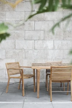 Sibast RIB dining chair with armrests, teak - stainless steel