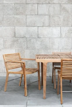 Sibast RIB dining chair with armrests, teak - stainless steel