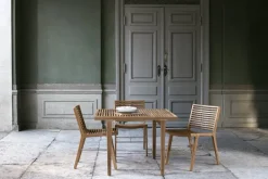 Sibast RIB dining table, 100 x 100 cm, teak - stainless steel