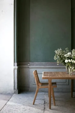 Sibast RIB dining table, 140 x 70 cm, teak - stainless steel