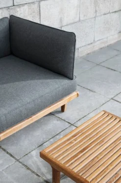 Sibast RIB lounge table, 60 x 60 cm, teak - stainless steel