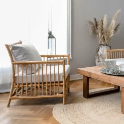 Sika-Design Caroline lounge chair, natural rattan - white