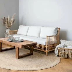 Sika-Design Caroline sofa, natural rattan - white