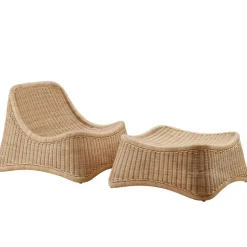 Sika-Design Chill lounge chair and stool, natural rattan