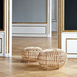 Sika-Design Franco Albini ottoman, large, natural rattan