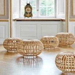 Sika-Design Franco Albini ottoman, large, natural rattan