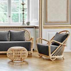 Sika-Design Franco Albini ottoman, large, natural rattan