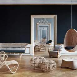 Sika-Design Franco Albini ottoman, large, natural rattan