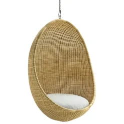 Sika-Design Hanging Egg Exterior chair, natural - white cushion