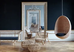 Sika-Design Hanging Egg Exterior chair, natural - white cushion