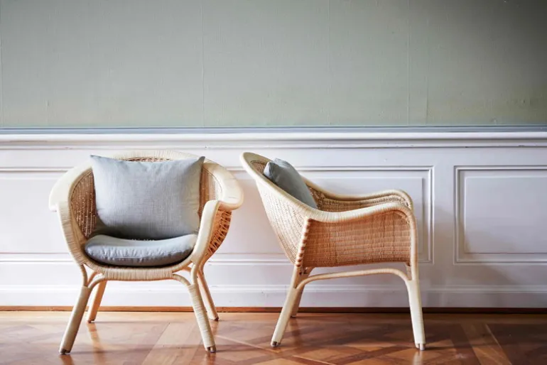 Sika-Design Madame lounge chair, natural rattan - dark grey