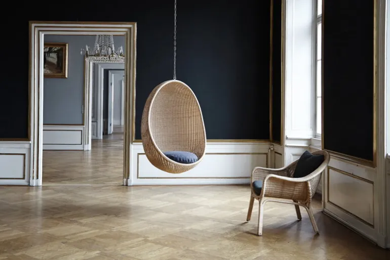 Sika-Design Madame lounge chair, natural rattan - dark grey