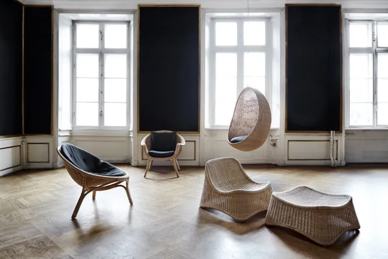 Sika-Design Madame lounge chair, natural rattan - dark grey